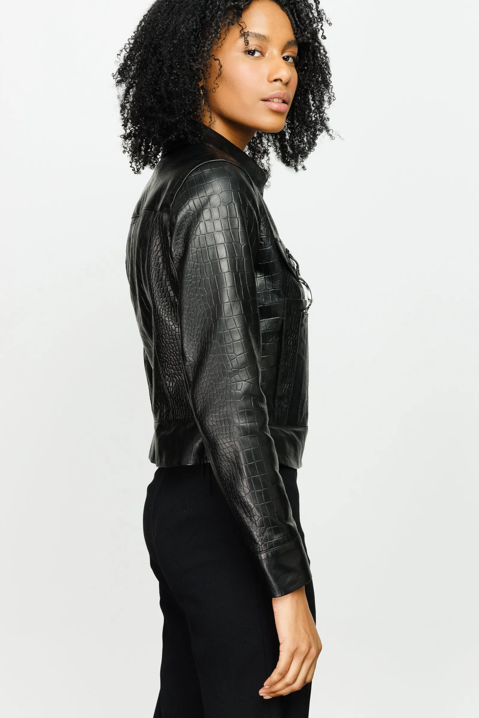 The Piane Black Leather Women Jacket