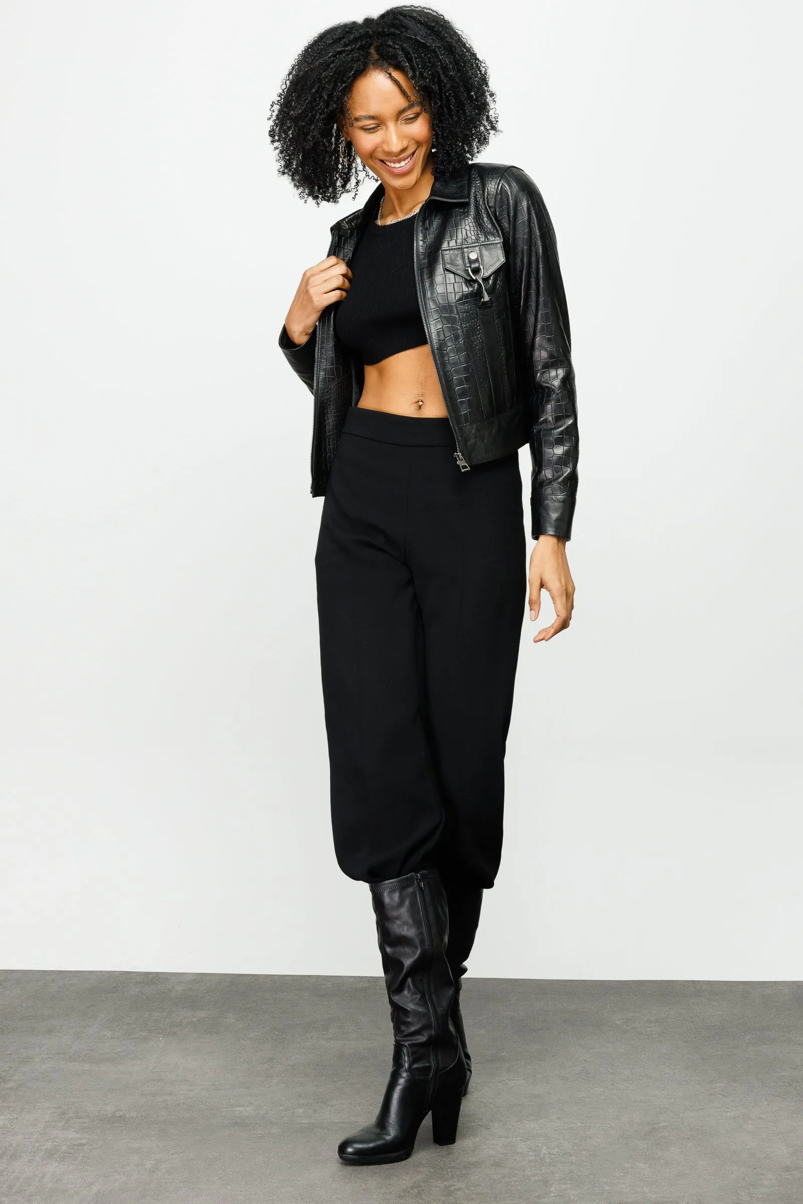 The Piane Black Leather Women Jacket