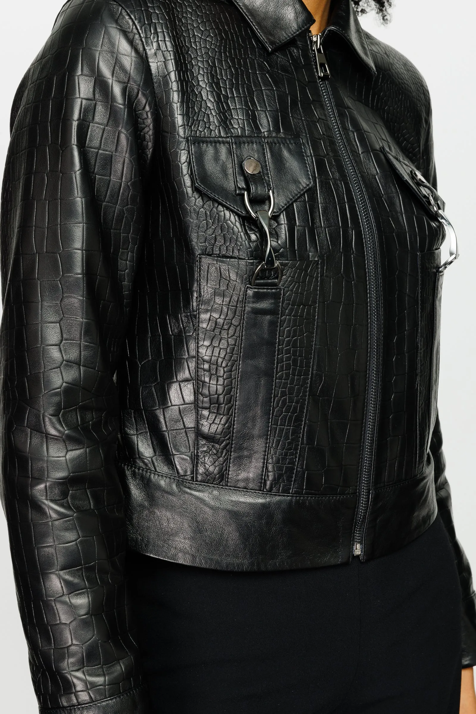 The Piane Black Leather Women Jacket