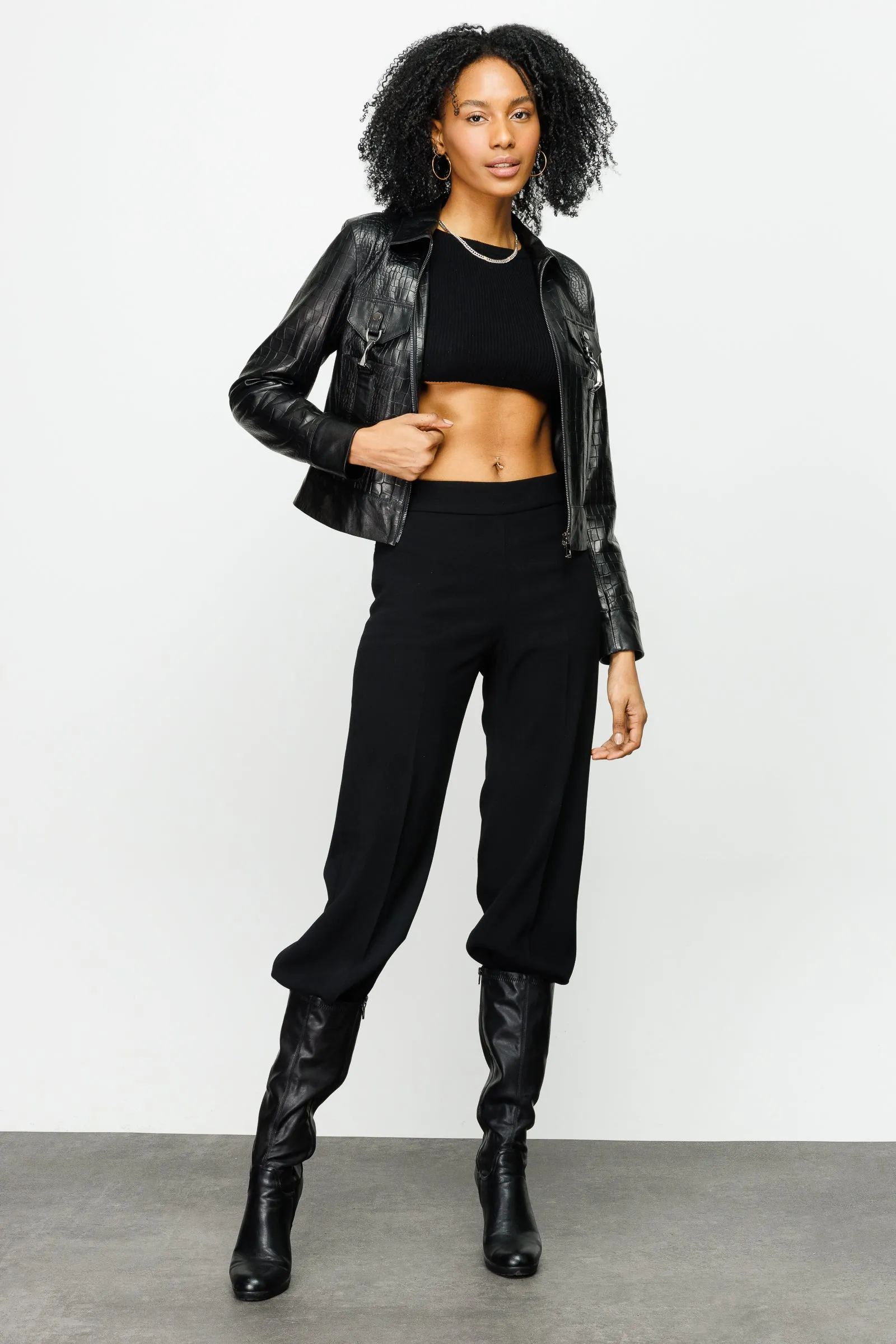 The Piane Black Leather Women Jacket