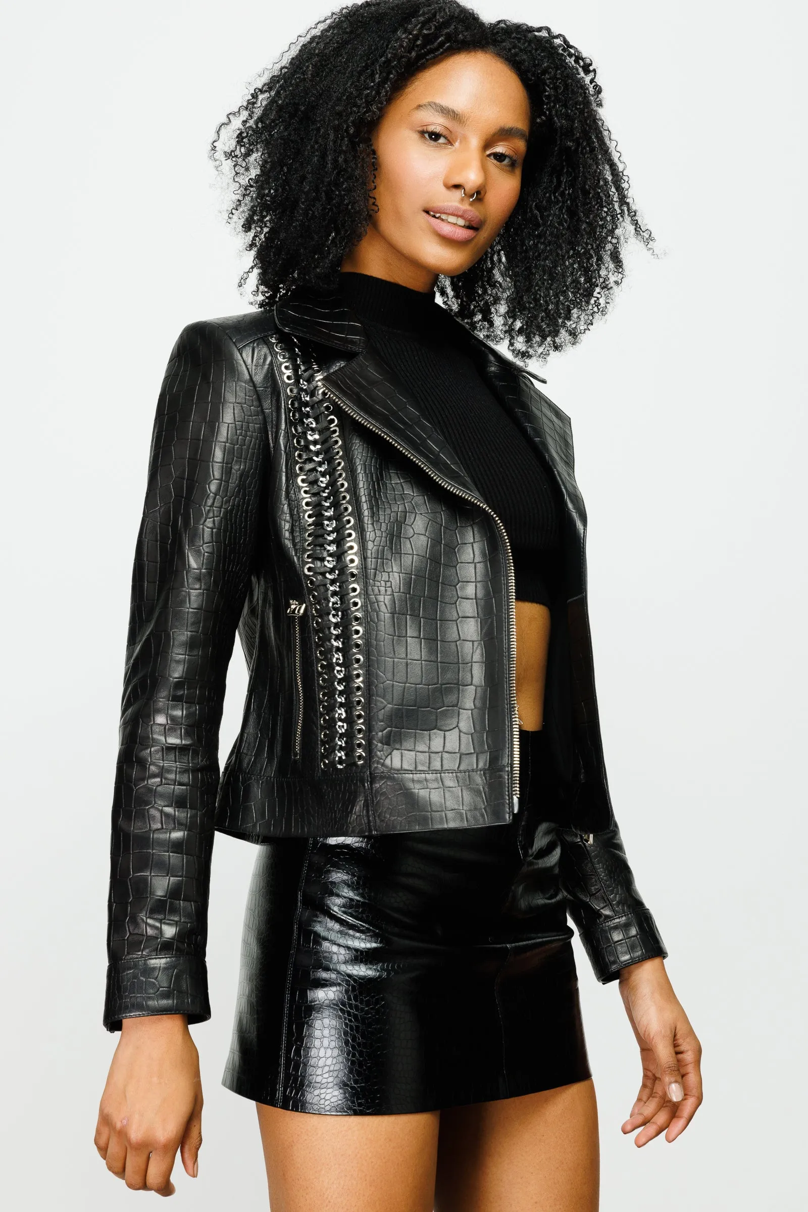 The Singapore Black Leather Women Jacket