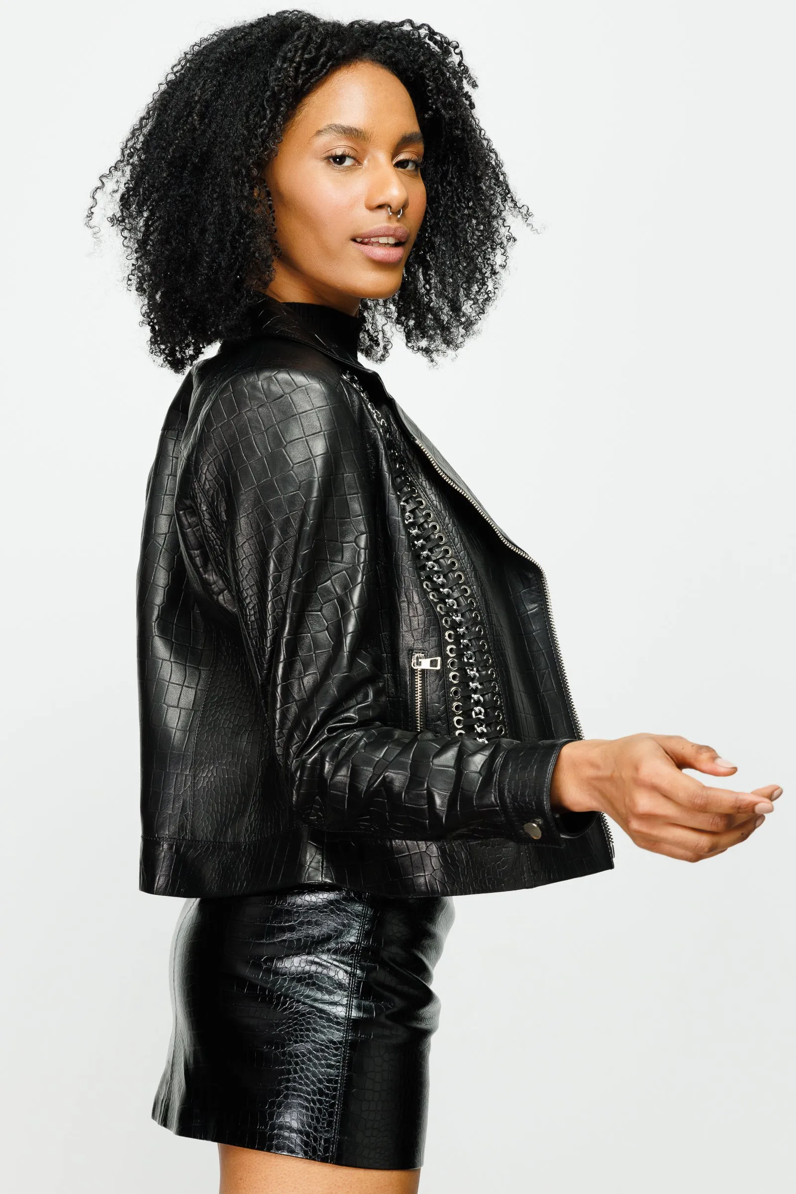 The Singapore Black Leather Women Jacket