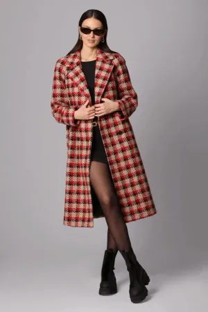 'Tis The Damn Season Plaid Jacquard Belted Coat