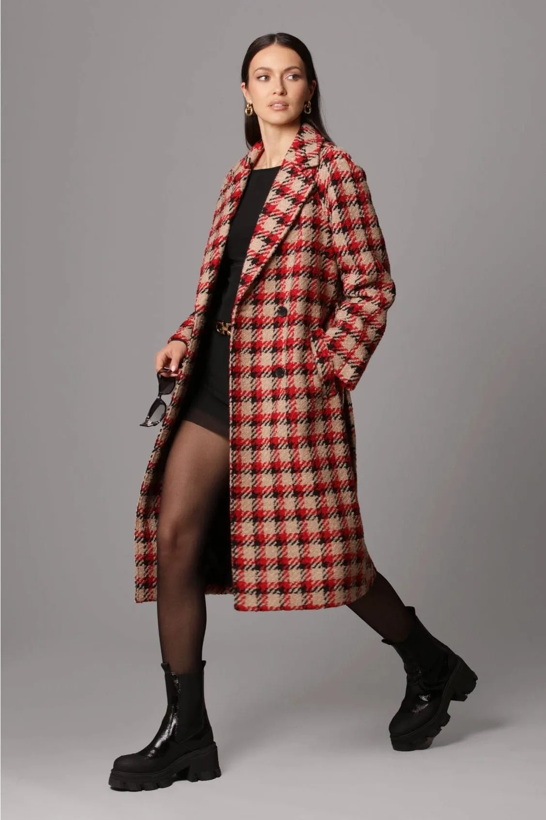 'Tis The Damn Season Plaid Jacquard Belted Coat