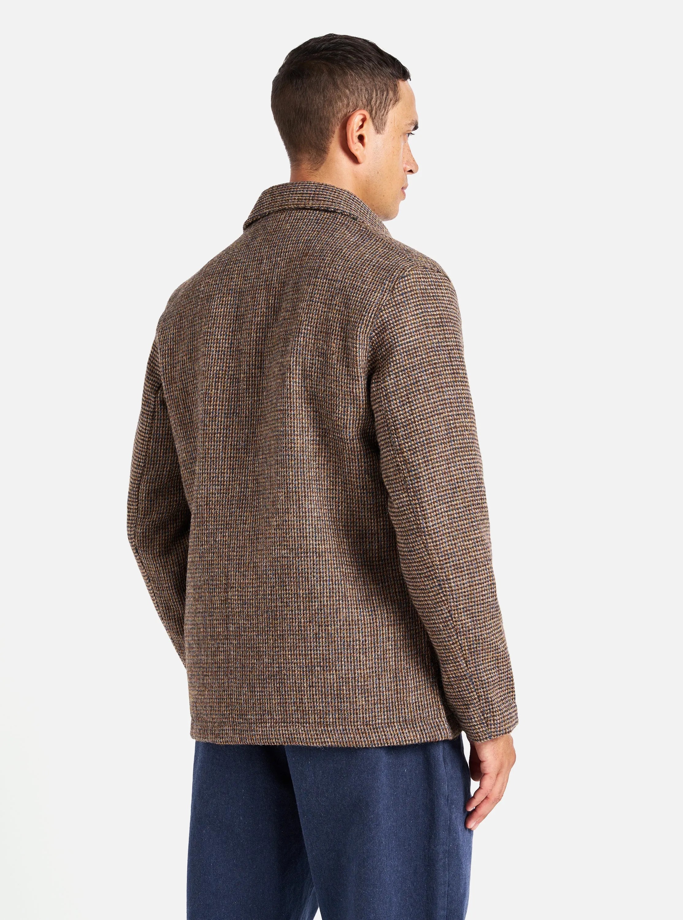 Universal Works Bakers Jacket in Brown Harris Tweed Plaid