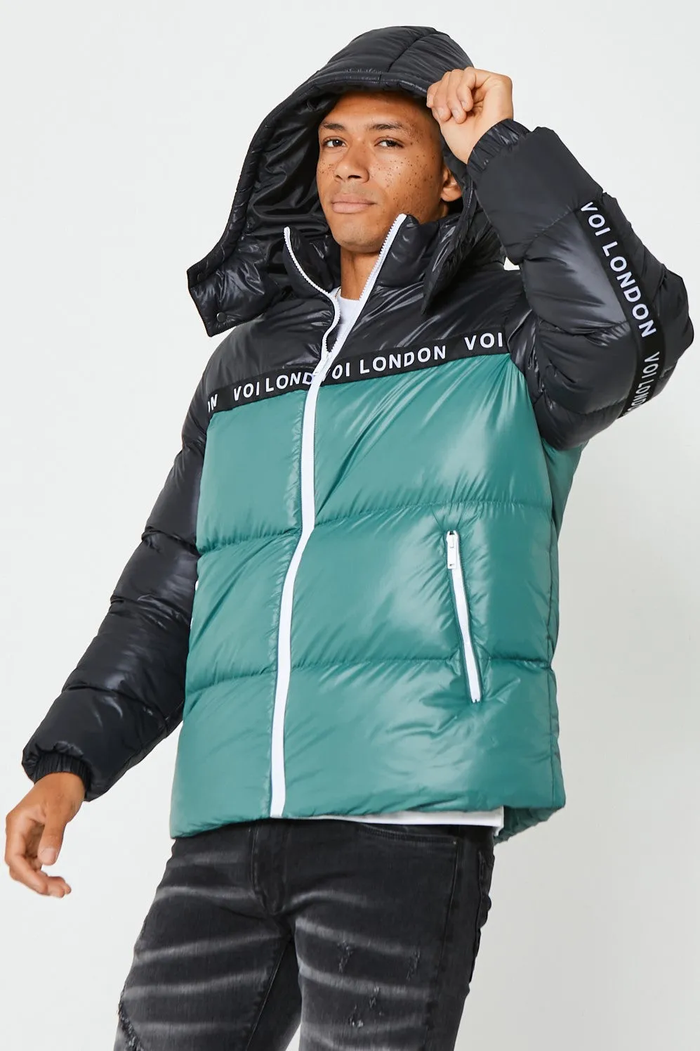 Walter Street Puffer Coat - Black/Green