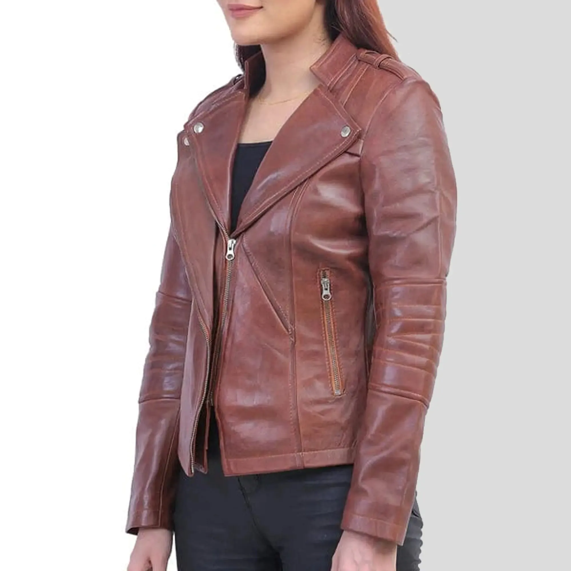 Women's Brown Asymmetrical Jacket