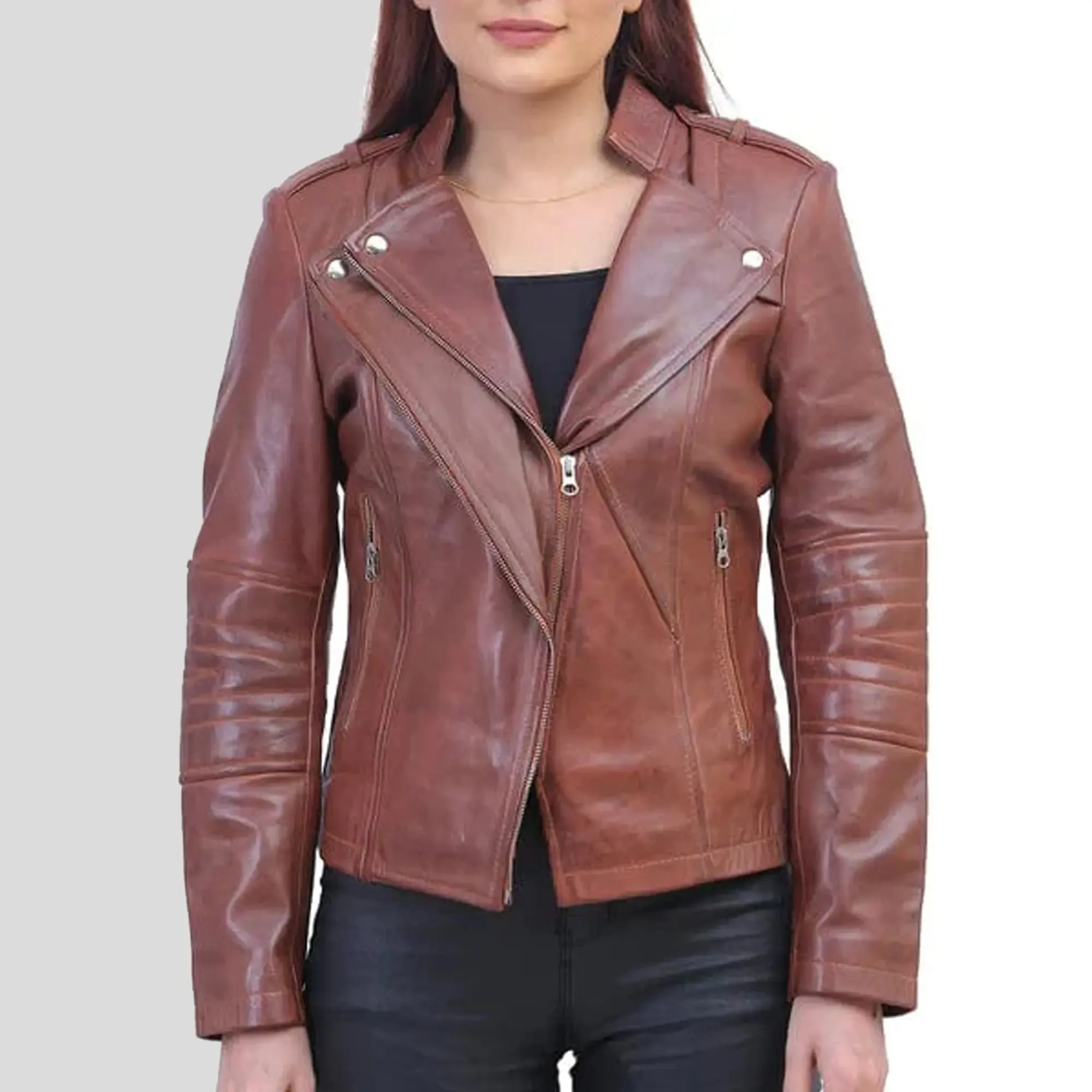 Women's Brown Asymmetrical Jacket