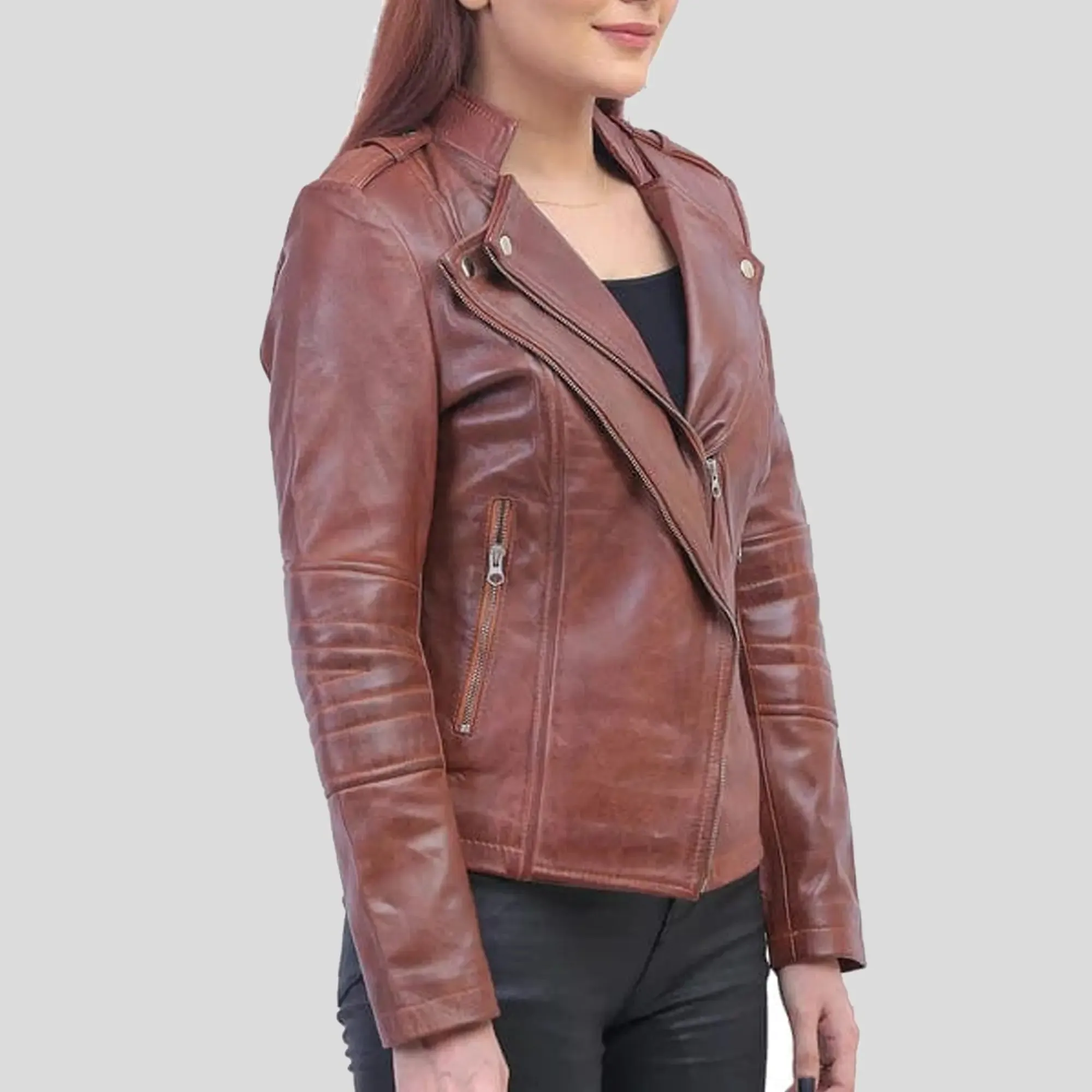 Women's Brown Asymmetrical Jacket