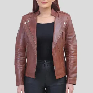 Women's Brown Asymmetrical Jacket