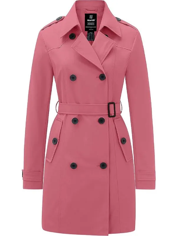 Women's Waterproof Double-Breasted Trench Coat with Belt WD