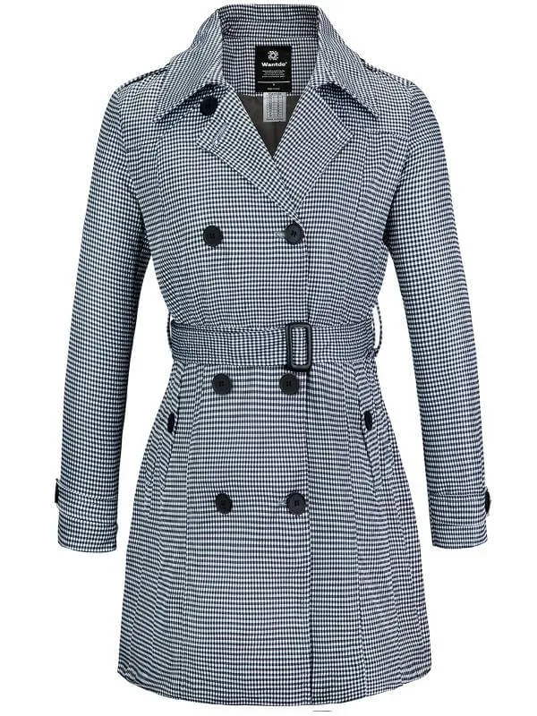 Women's Waterproof Double-Breasted Trench Coat with Belt