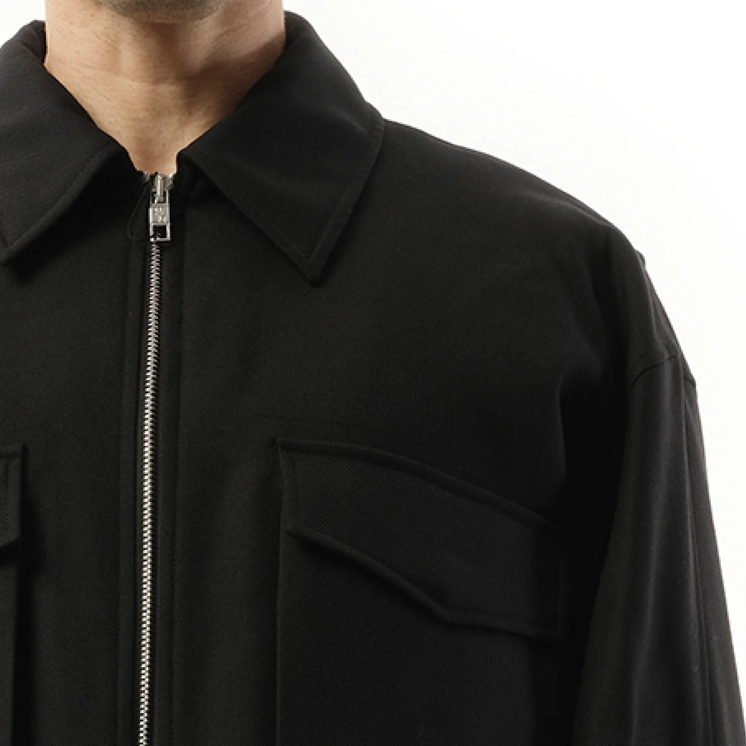 Wool Pocket Blouson in Black